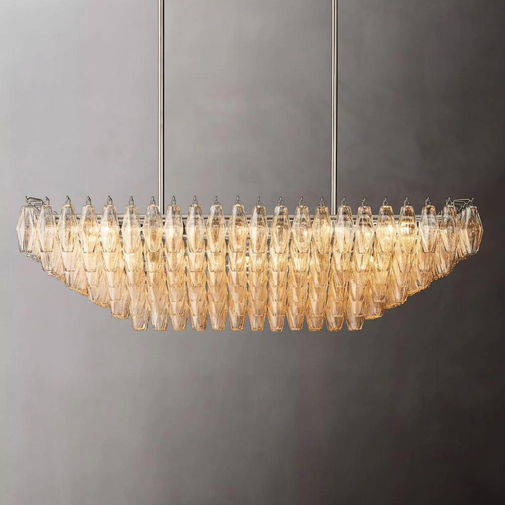 Tarin Clear Glass Tiered Rectangular Chandelier 54" - Image 3