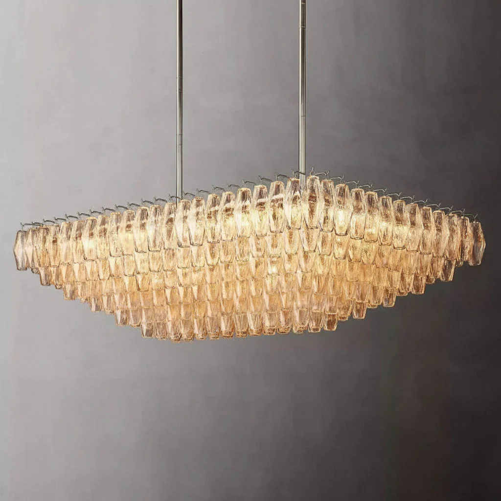 Tarin Clear Glass Tiered Rectangular Chandelier 54" - Image 2
