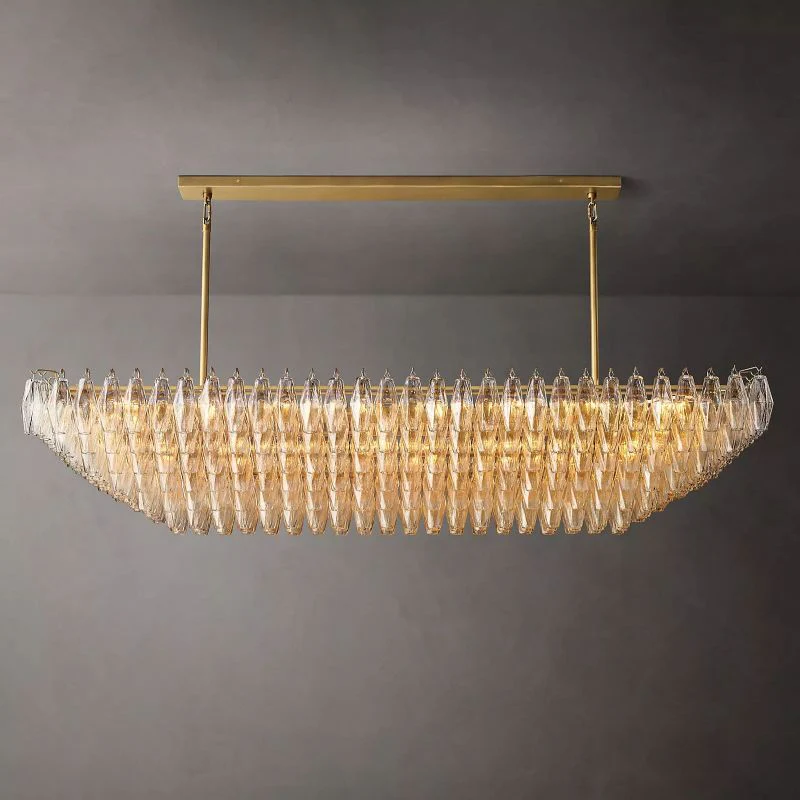 Tarin Clear Glass Tiered Rectangular Chandelier 74" - Image 3
