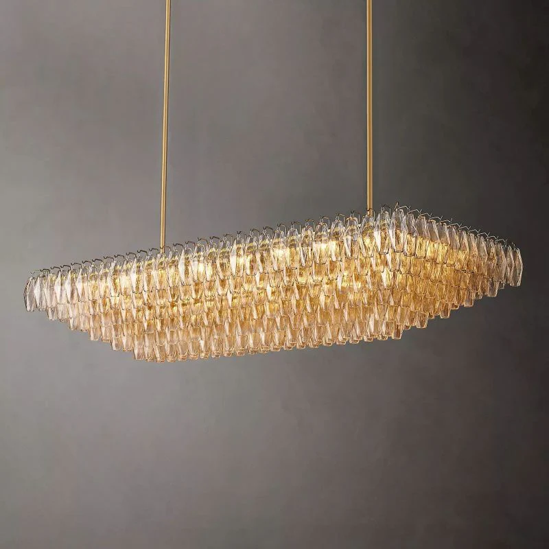 Chara Clear Glass Tiered Rectangular Chandelier 74" - Image 2