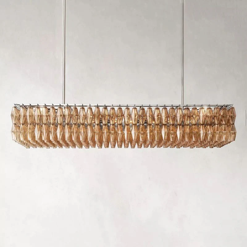Chara Smoke Glass Rectangular Chandelier 74" - Image 2