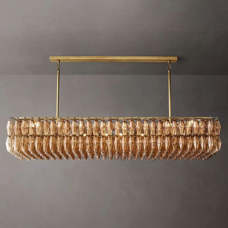 Chara Smoke Glass Rectangular Chandelier 74" - Image 1