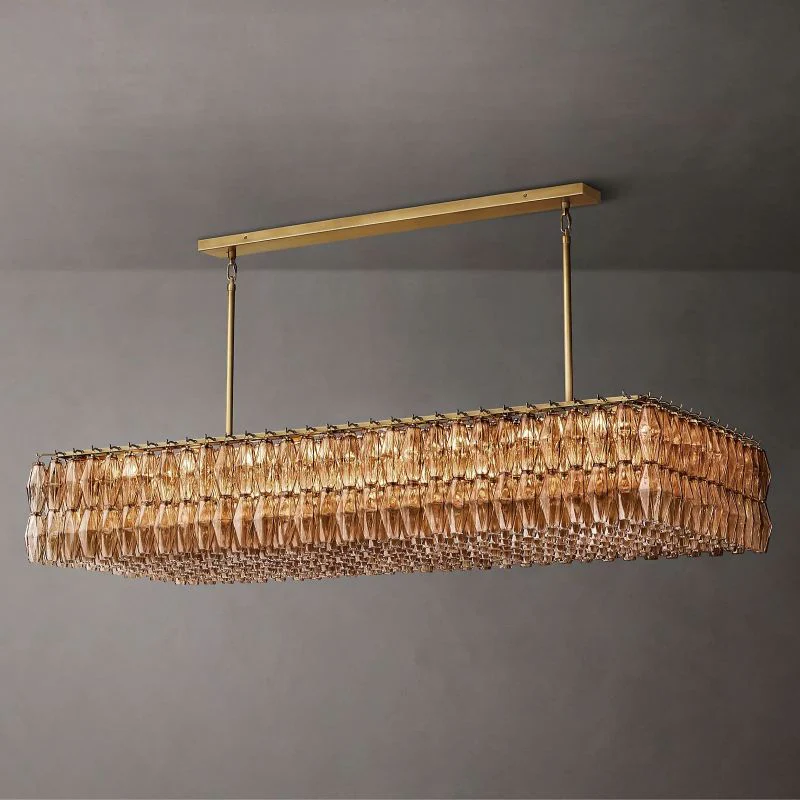 Chara Smoke Glass Rectangular Chandelier 74" - Image 3