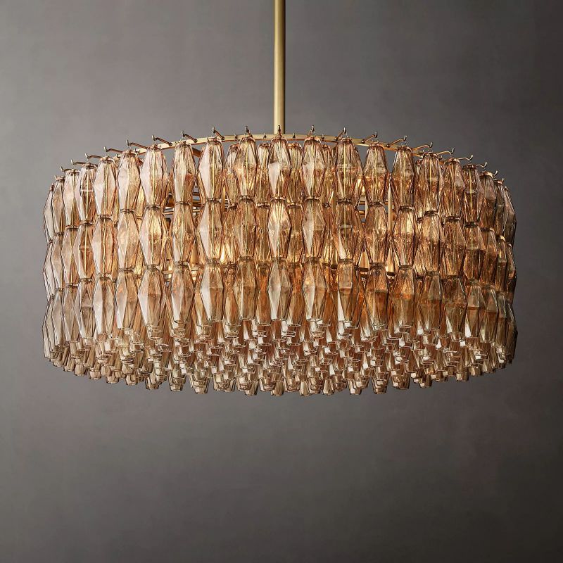 Tarin Smoke Glass Round Chandelier 47" - Image 1