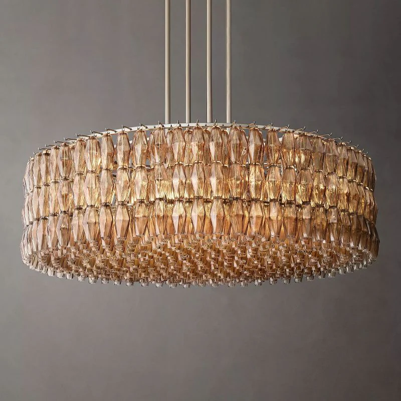 Tarin Smoke Glass Round Chandelier 62" - Image 2