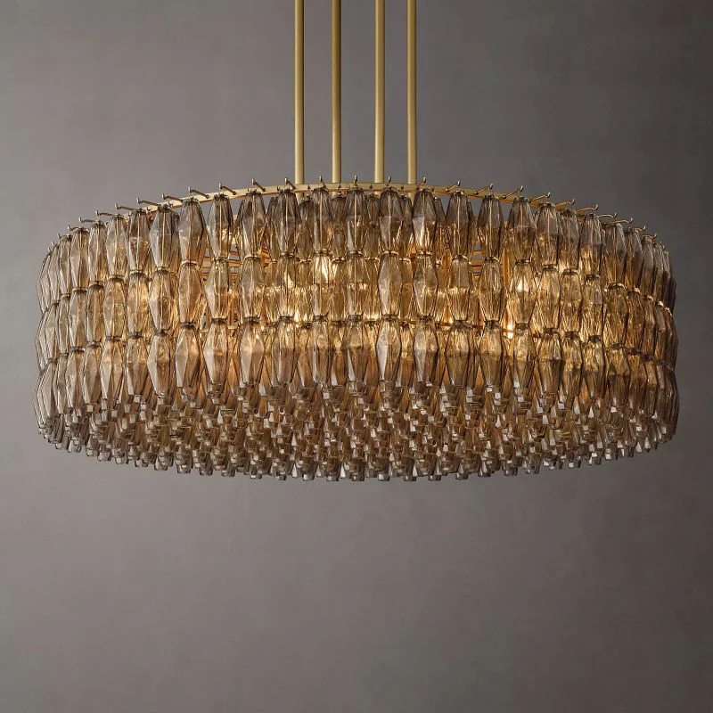 Chara Smoke Glass Round Chandelier 62" - Image 1