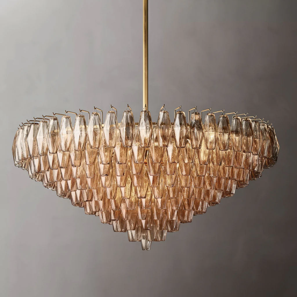 Tarin Smoke Glass Tiered Round Chandelier 47" - Image 1