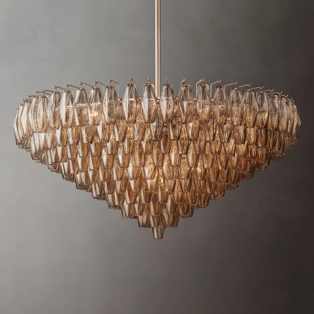 Tarin Smoke Glass Tiered Round Chandelier 47" - Image 3