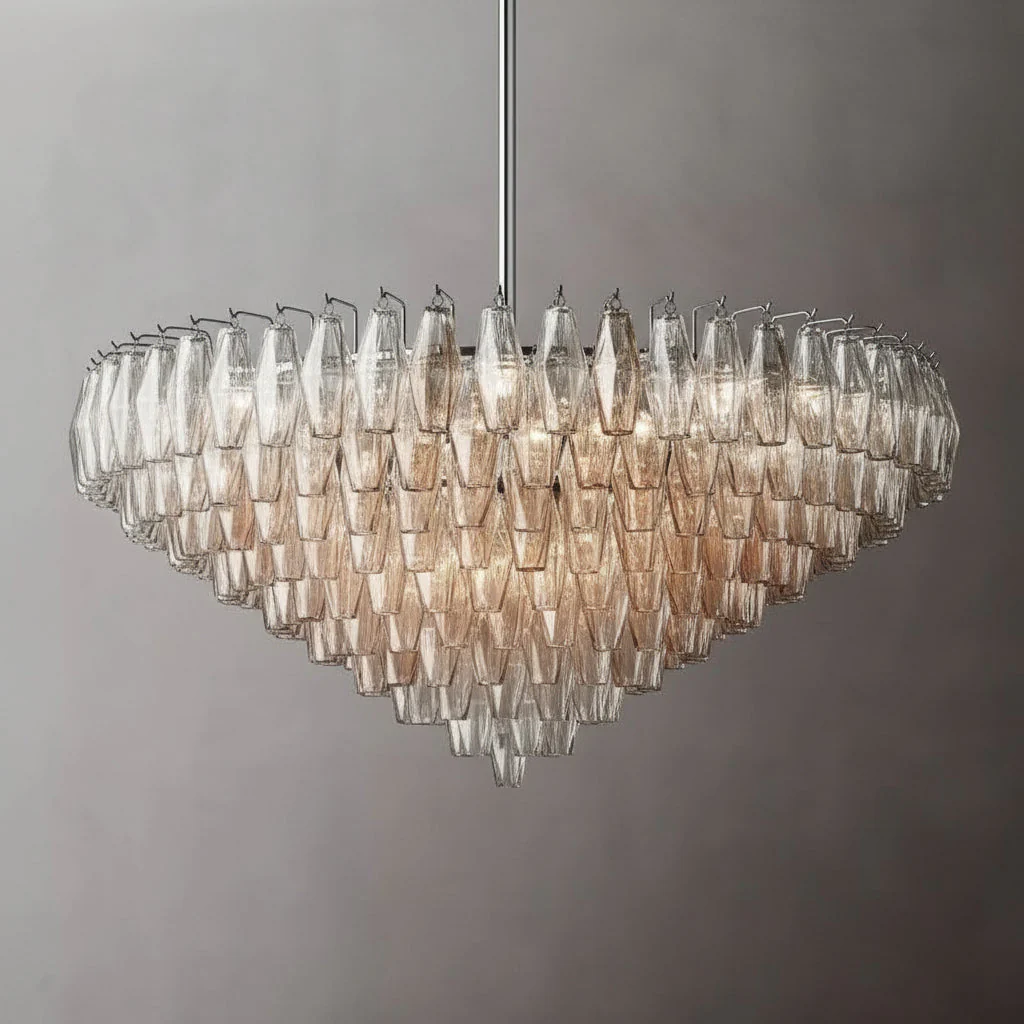 Tarin Smoke Glass Tiered Round Chandelier 47" - Image 2