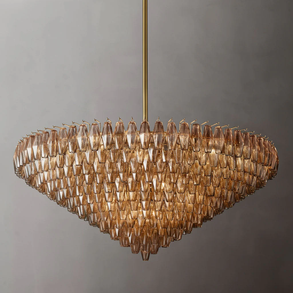 Tarin Smoke Glass Tiered Round Chandelier 62" - Image 1