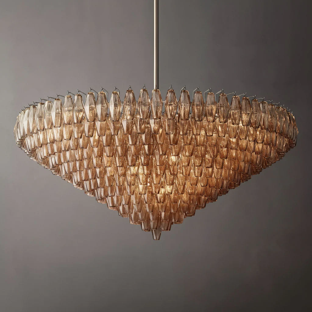 Tarin Smoke Glass Tiered Round Chandelier 62" - Image 3