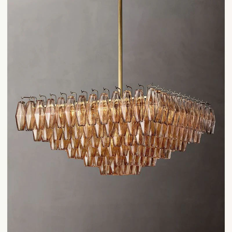 Tarin Smoke Glass Square Chandelier 32" - Image 1