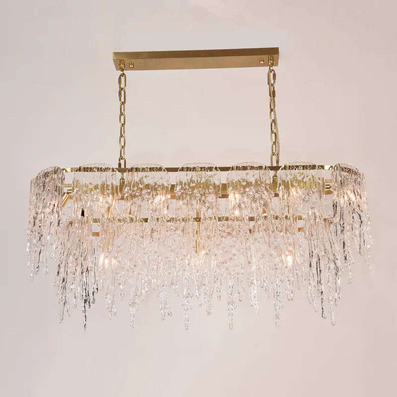 Aletta Melting Drop Crystal Glass Rectangle Chandelier - Image 1
