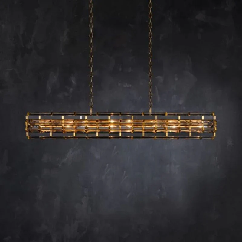 Dora Glass Linear Cylinder Chandelier 49″ 60″ 71″ - Image 1