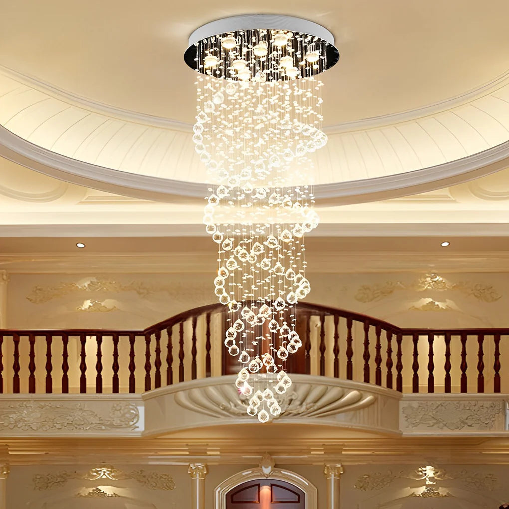 Double Spiral Three Step Dimming LED Modern Staircase Chandelier - Image 1