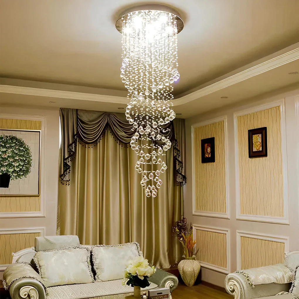 Double Spiral Three Step Dimming LED Modern Staircase Chandelier - Image 2