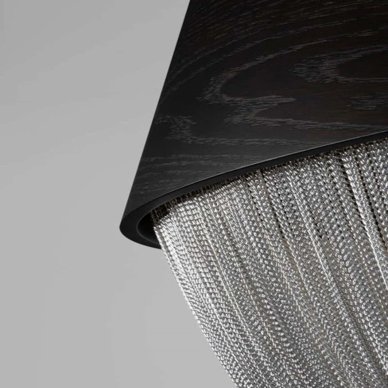 Modern Forever Chandelier, Oak, Aluminium Chain, Handmade Portugal by Greenapple - Image 3
