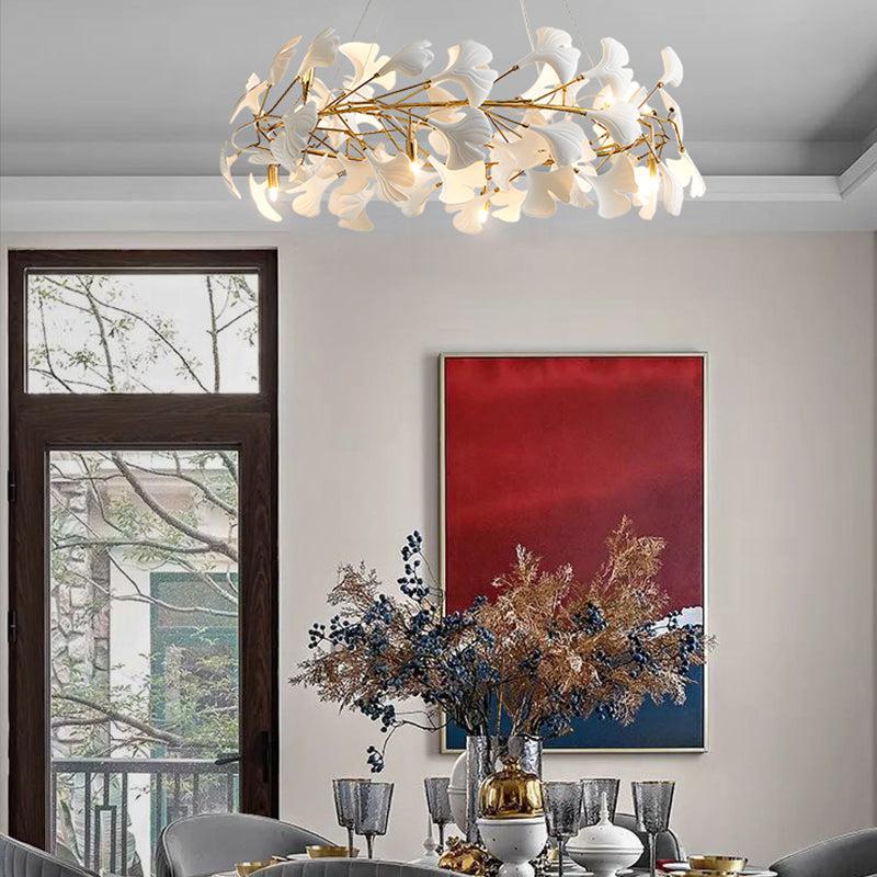 Ceramic Gingko Round Branch Chandelier - Image 3