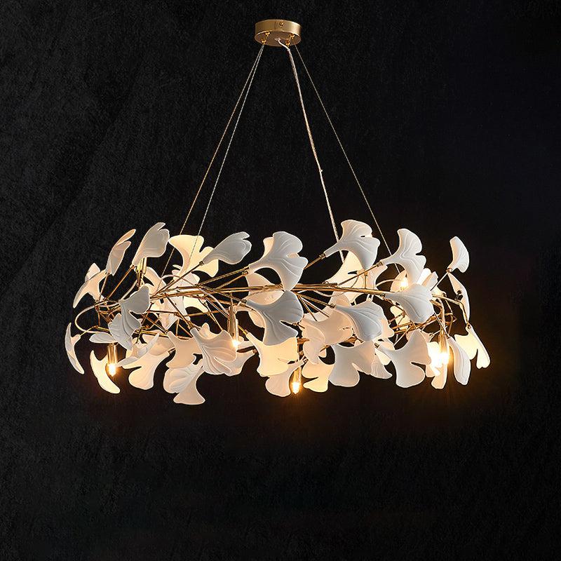 Ceramic Gingko Round Branch Chandelier - Image 2