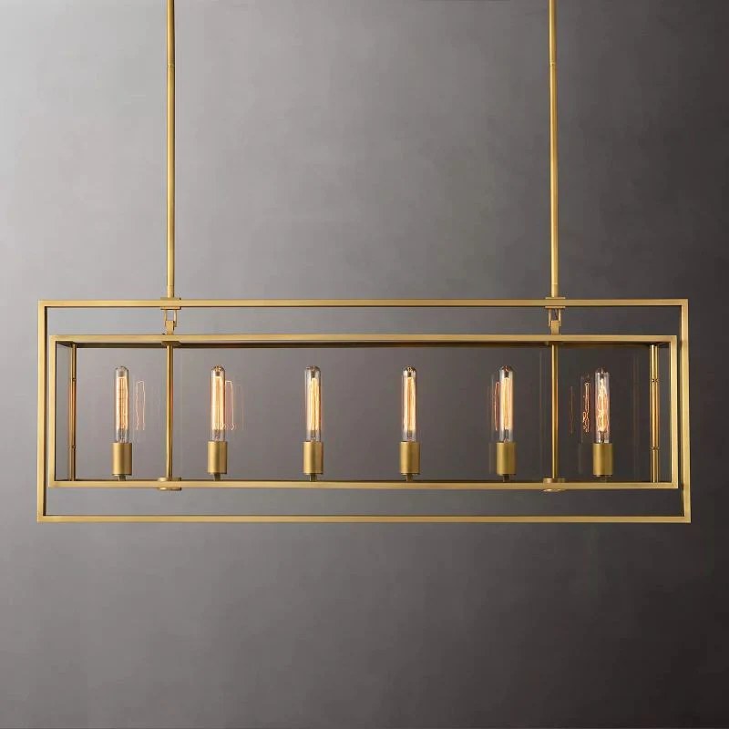 Beckor Glass Lantern Rectangular Chandelier 54" - Image 3