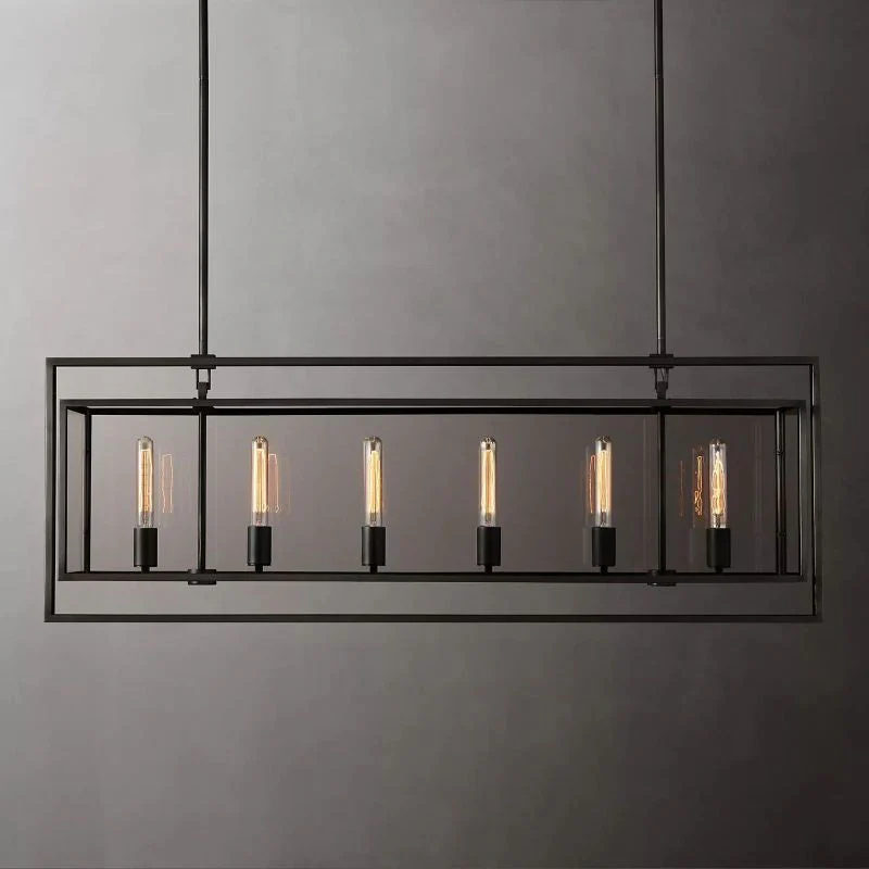Beckor Glass Lantern Rectangular Chandelier 54" - Image 1