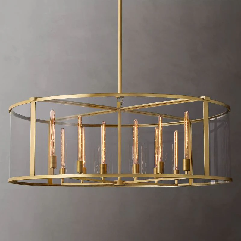 Beckor Glass Lantern Modern Round Chandelier 55" - Image 1