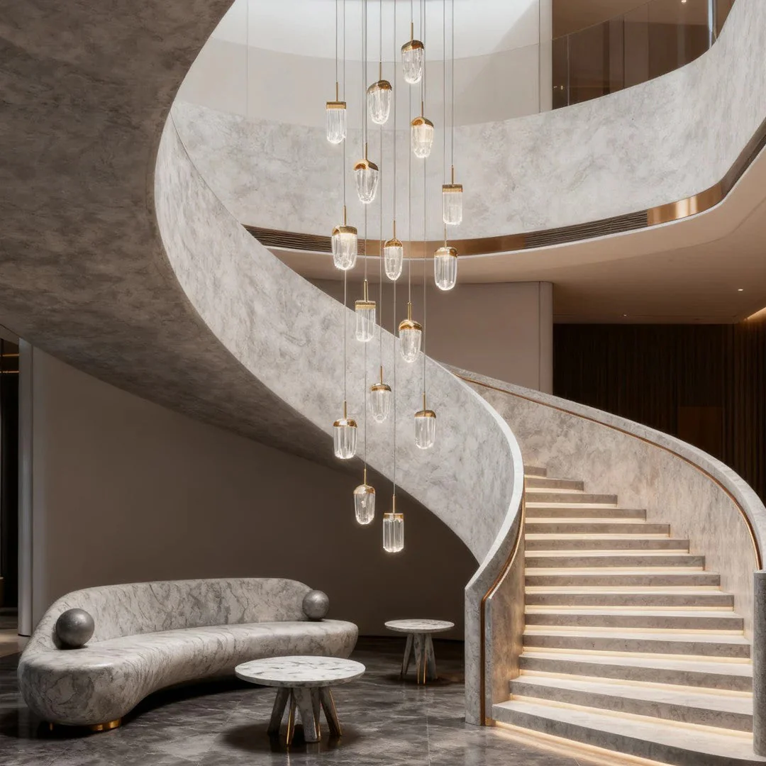 Gold Staircase Chandelier Modern Creative Luxury Ceiling Light - Image 2
