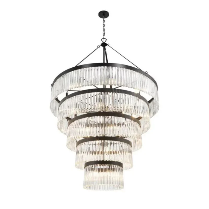 Grent 5-Tier Round Crystal Chandelier 48" - Image 1