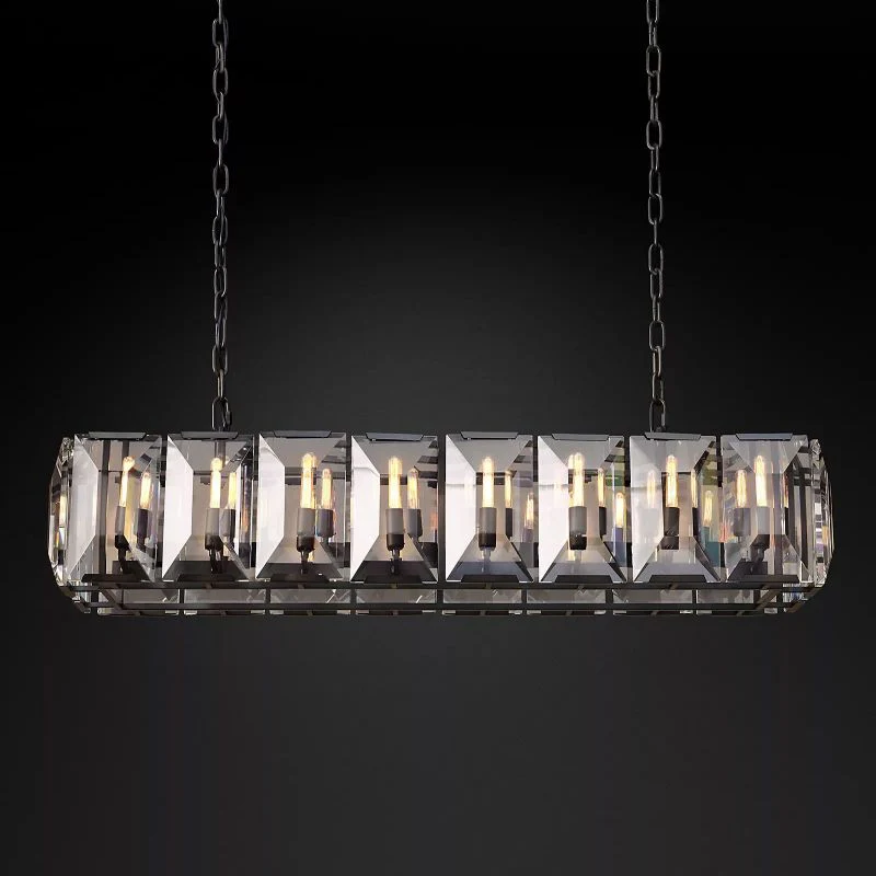 Harson Crystal Rectangular Chandelier 54" - Image 1