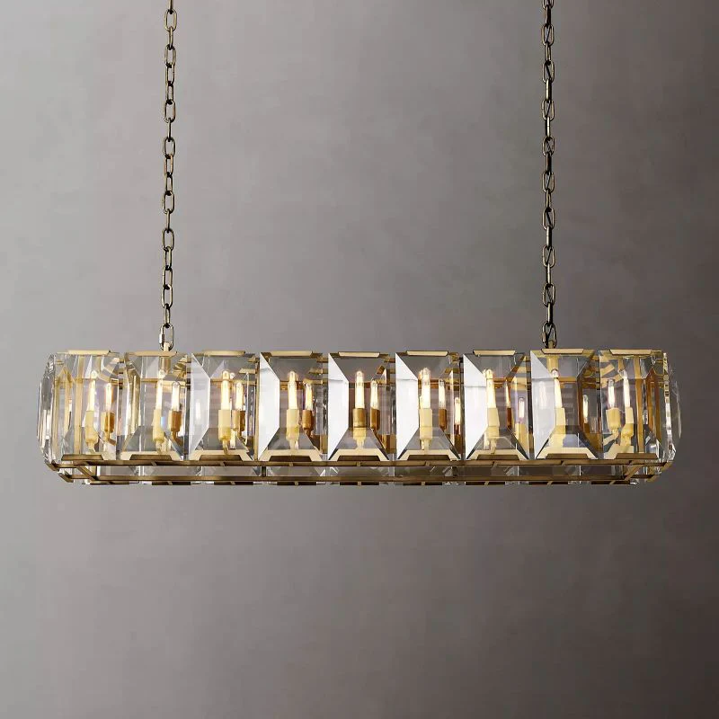 Harson Crystal Rectangular Chandelier 62" - Image 1