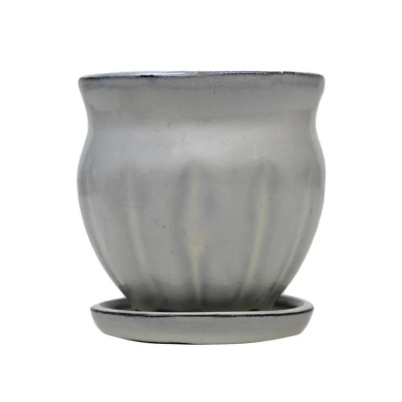 3" White Diamond Ceramic Succulent Pot - Amphora Vase - Image 1