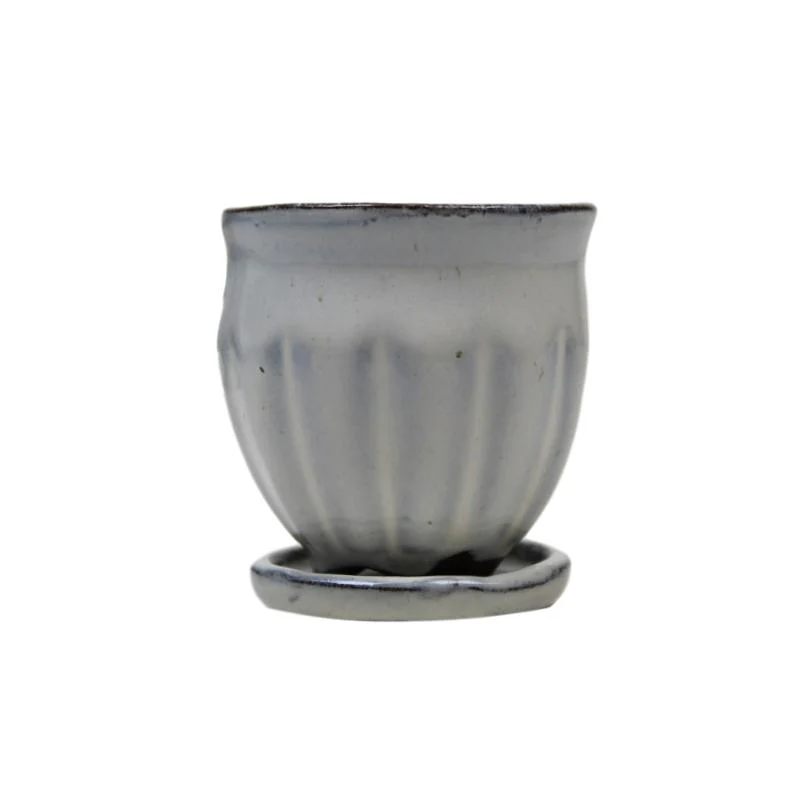 2" White Diamond Ceramic Succulent Pot - Amphora Vase - Image 1