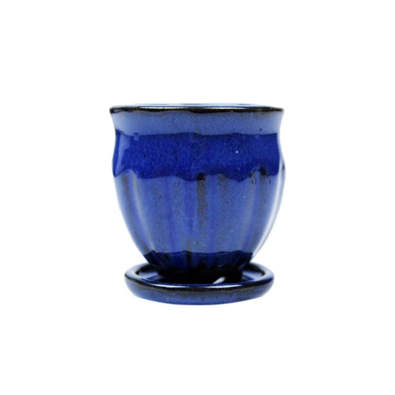 2" Midnight Blue Ceramic Succulent Pot - Amphora Vase - Image 1