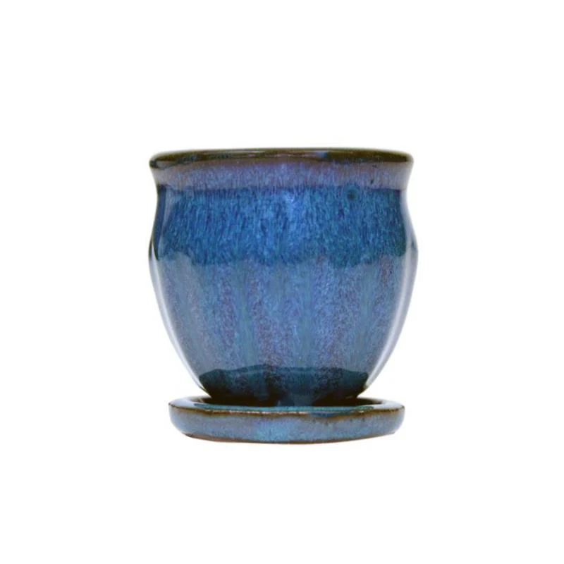 2" Teal Jade Ceramic Succulent Pot - Amphora Vase - Image 1