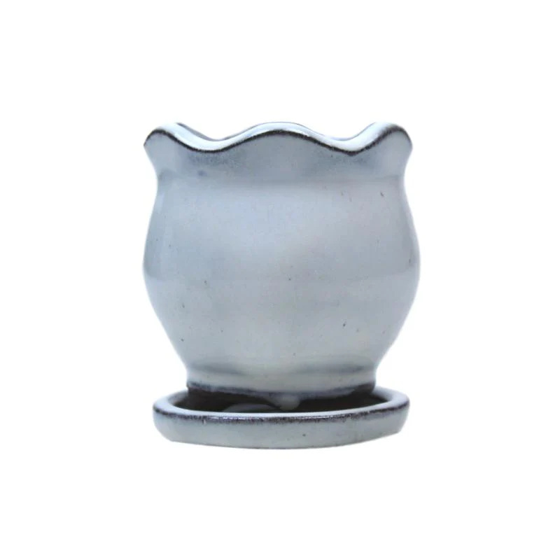 3" White Diamond Ceramic Succulent Pot - Blooming Tulip - Image 1