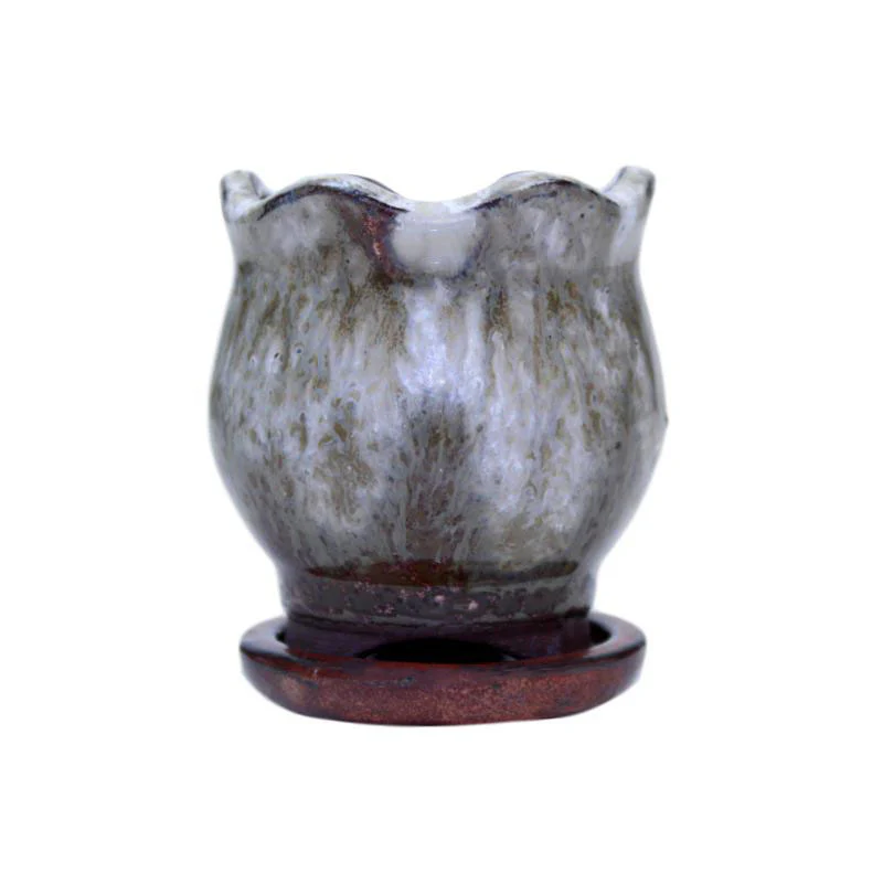 3″ Honey Cream Over Copper Ceramic Succulent Pot – Blooming Tulip