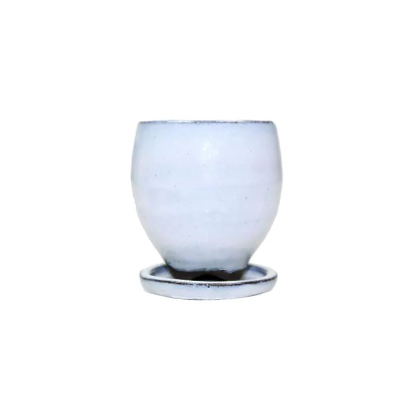 2" White Diamond Ceramic Succulent Pot - Elliptical Elegance - Image 1