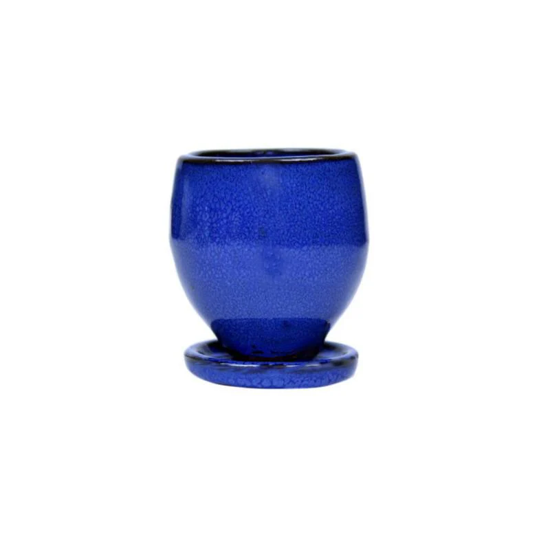 2" Midnight Blue Ceramic Succulent Pot - Elliptical Elegance - Image 1