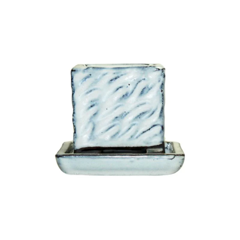 2" White Diamond Ceramic Succulent Pot - Rugged Square - Image 1