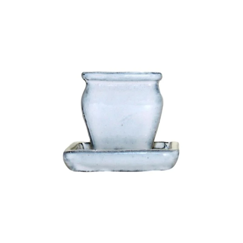 2" White Diamond Ceramic Succulent Pot - Rounded Rectangle - Image 1