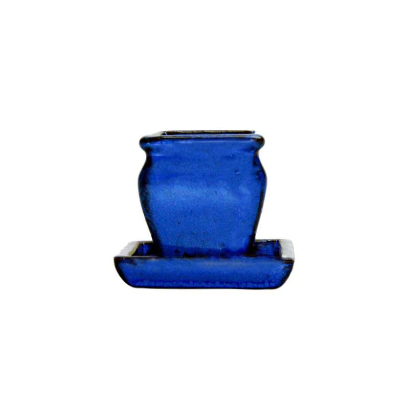 2" Midnight Blue Ceramic Succulent Pot - Rounded Rectangle - Image 1