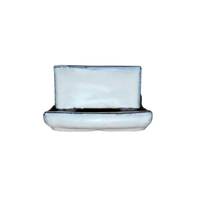 3" White Diamond Ceramic Succulent Pot - Shallow Square - Image 1