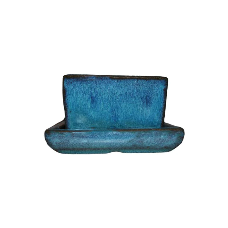 3" Teal Jade Ceramic Succulent Pot - Shallow Square - Image 1