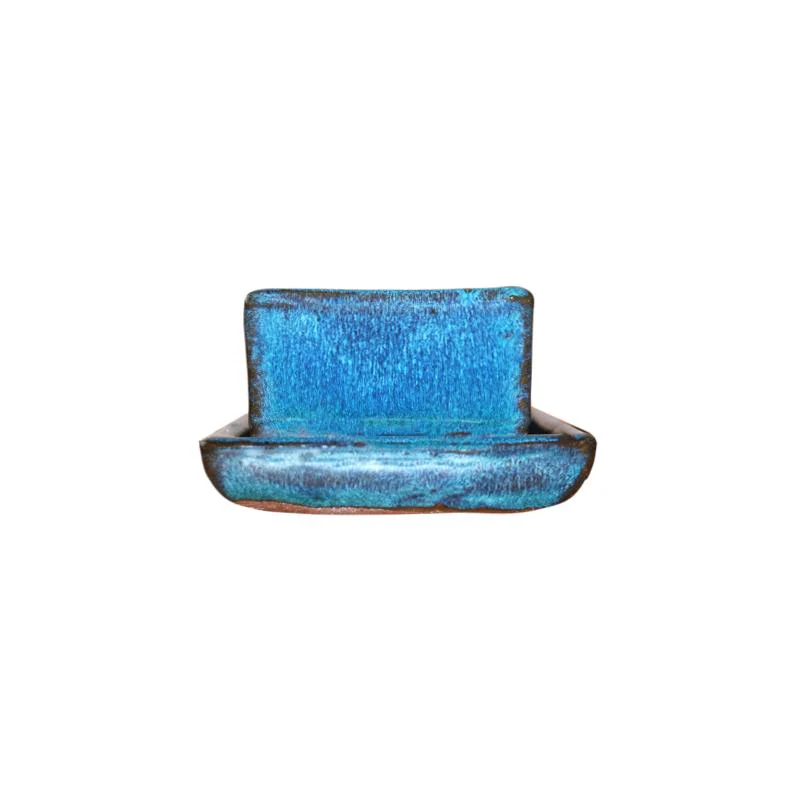 2" Teal Jade Ceramic Succulent Pot - Shallow Square - Image 1