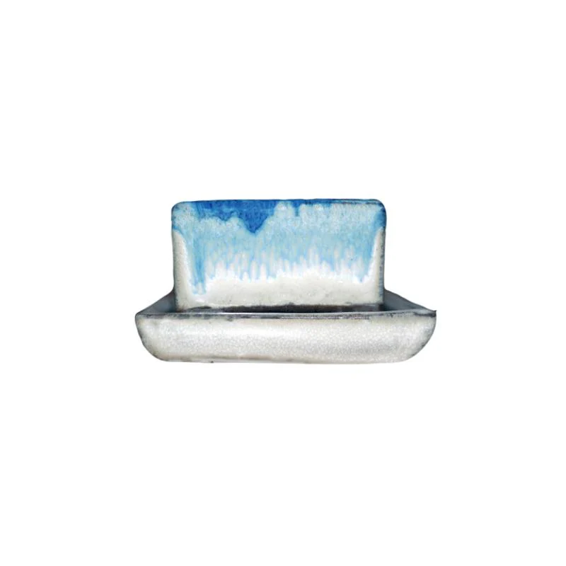 2" Ocean Mist Over White Diamond Ceramic Succulent Pot - Shallow Square - Image 1
