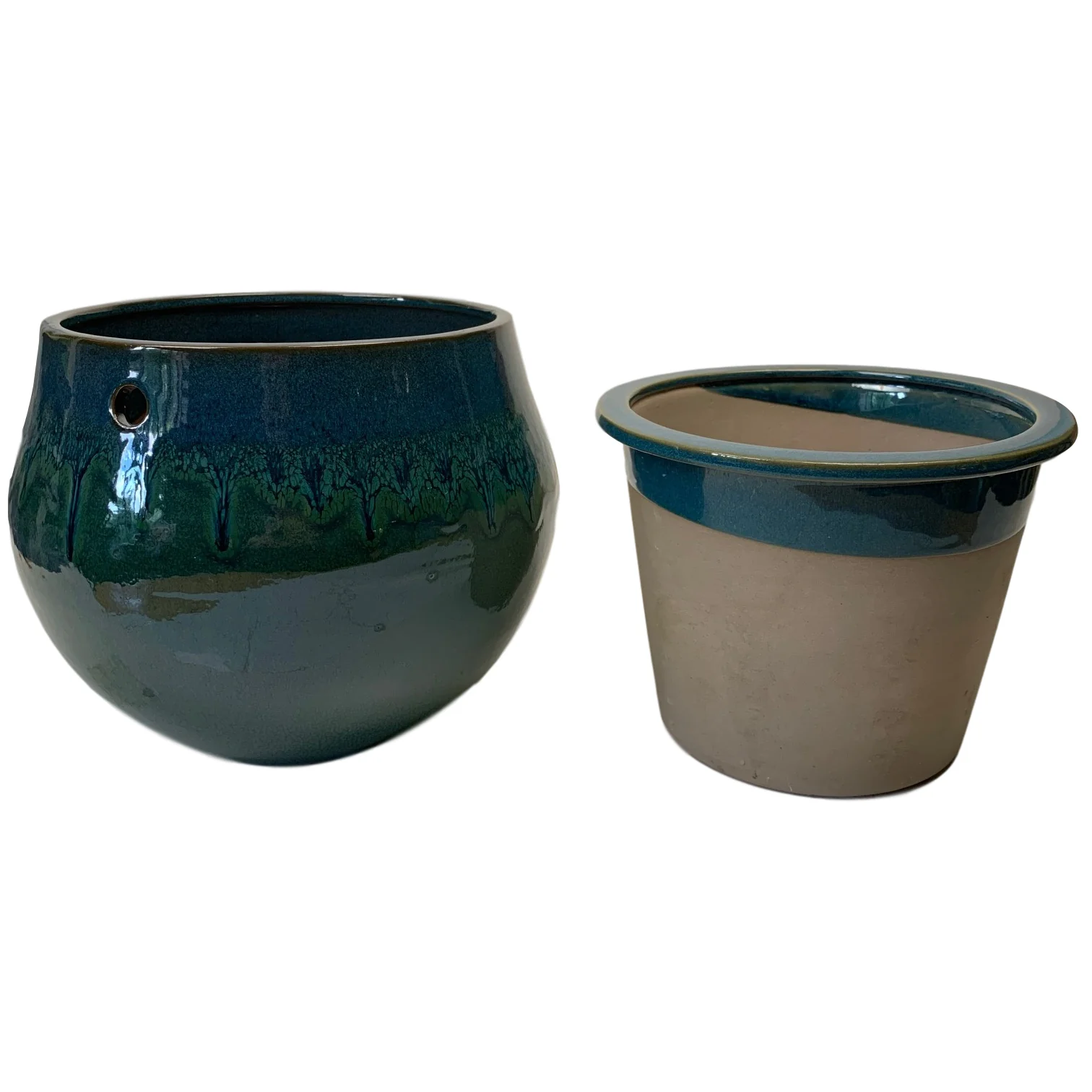 10" Teal Ocean Teardrop Self Watering Pot - Image 2
