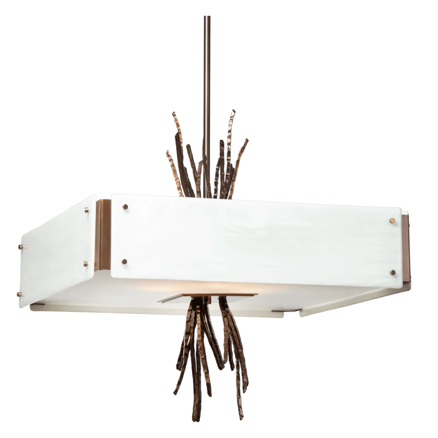 Hammerton Studio Ironwood 24" Wide Artisan Crafted Chandelier with Hand Textured Glass and Sculpted Steel - Image 1