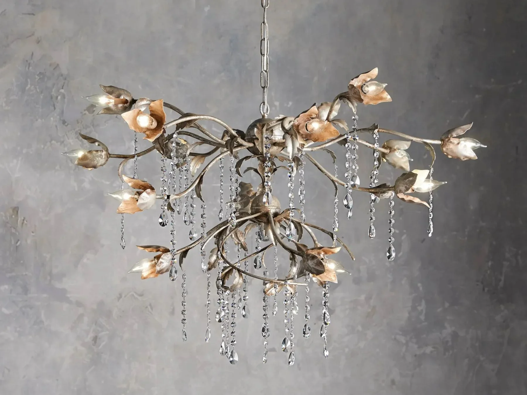 Kalira Crystal Round Chandelier  40" D- Silver - Image 1