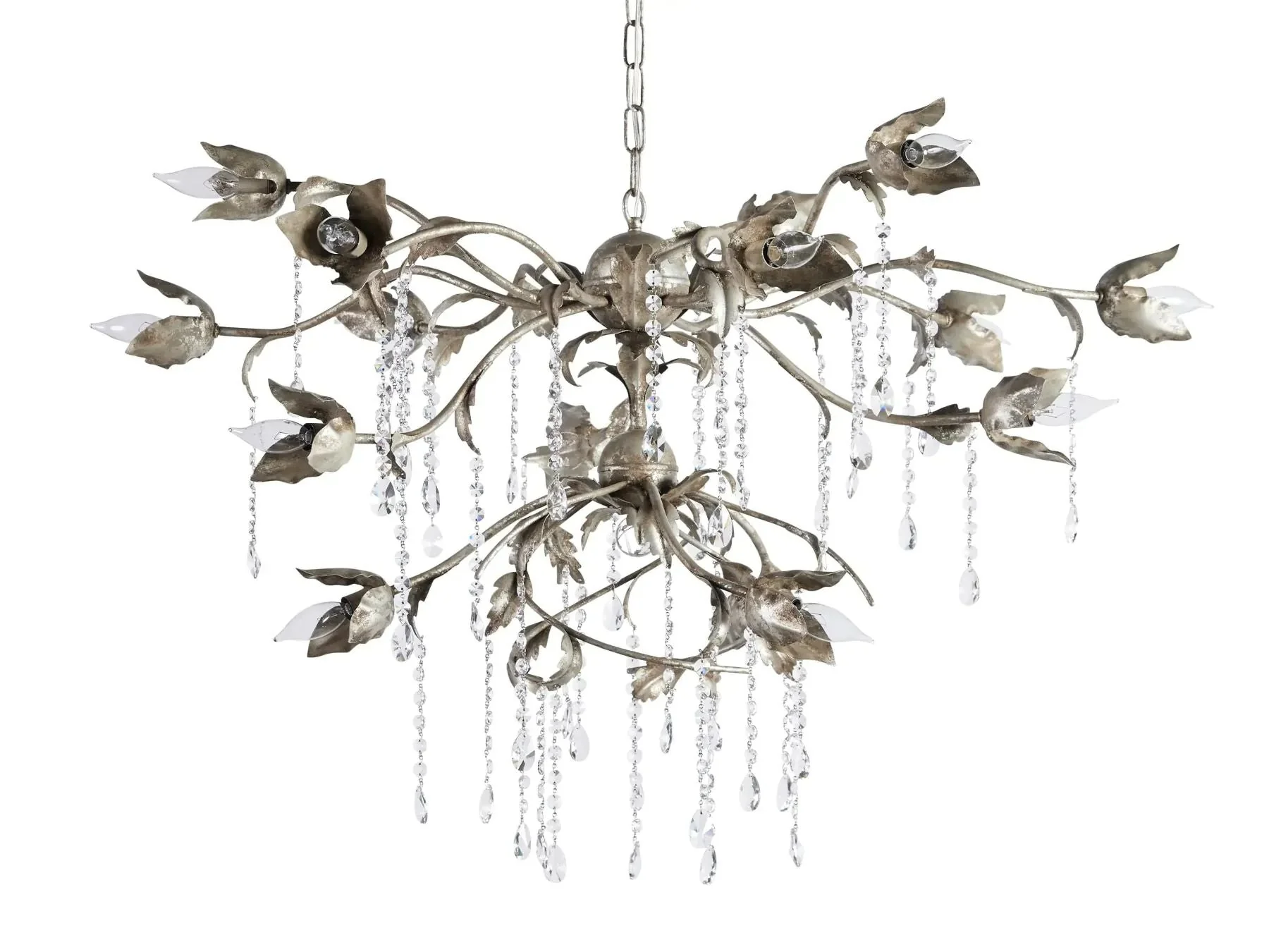 Kalira Crystal Round Chandelier  40" D- Silver - Image 3