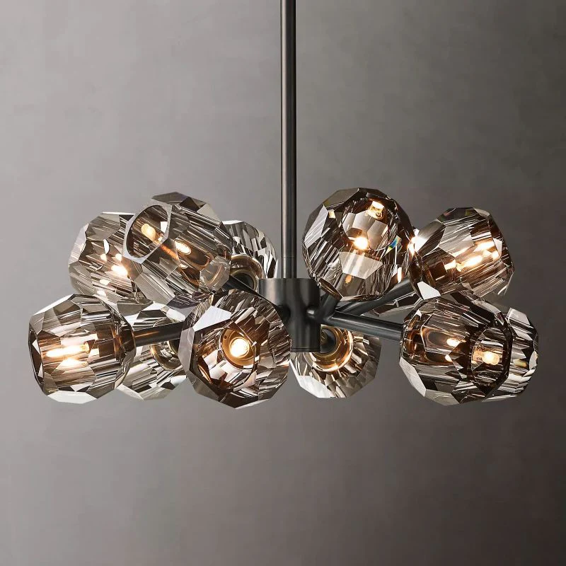 Crepura Smoke Glass Round Chandelier 24" - Image 1